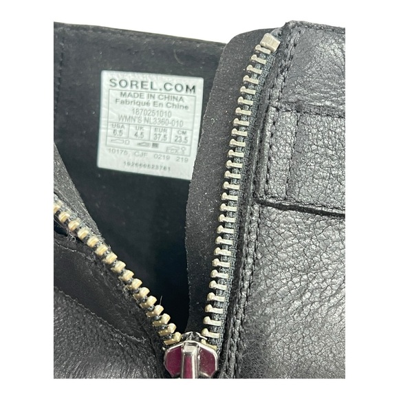 Sorel Women's Black Leather Joan of Arctic Wedge II Buckle Boot Preowned - Picture 9 of 13